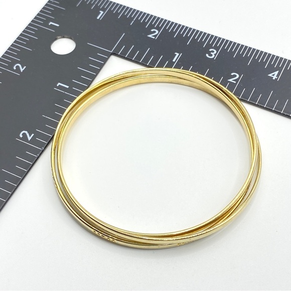 GUESS Gold Interlinked Thin Bangles Set of Three - Picture 2 of 6